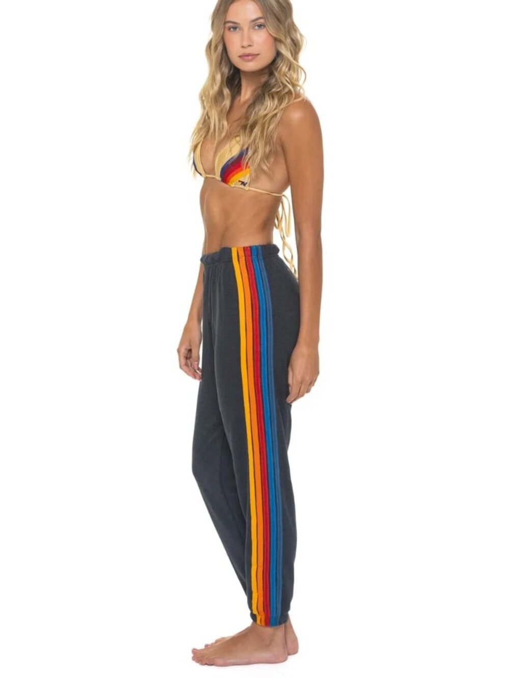 Aviator Nation 5 Stripe Women's Sweatpants Size XS Dark Gray Joggers
